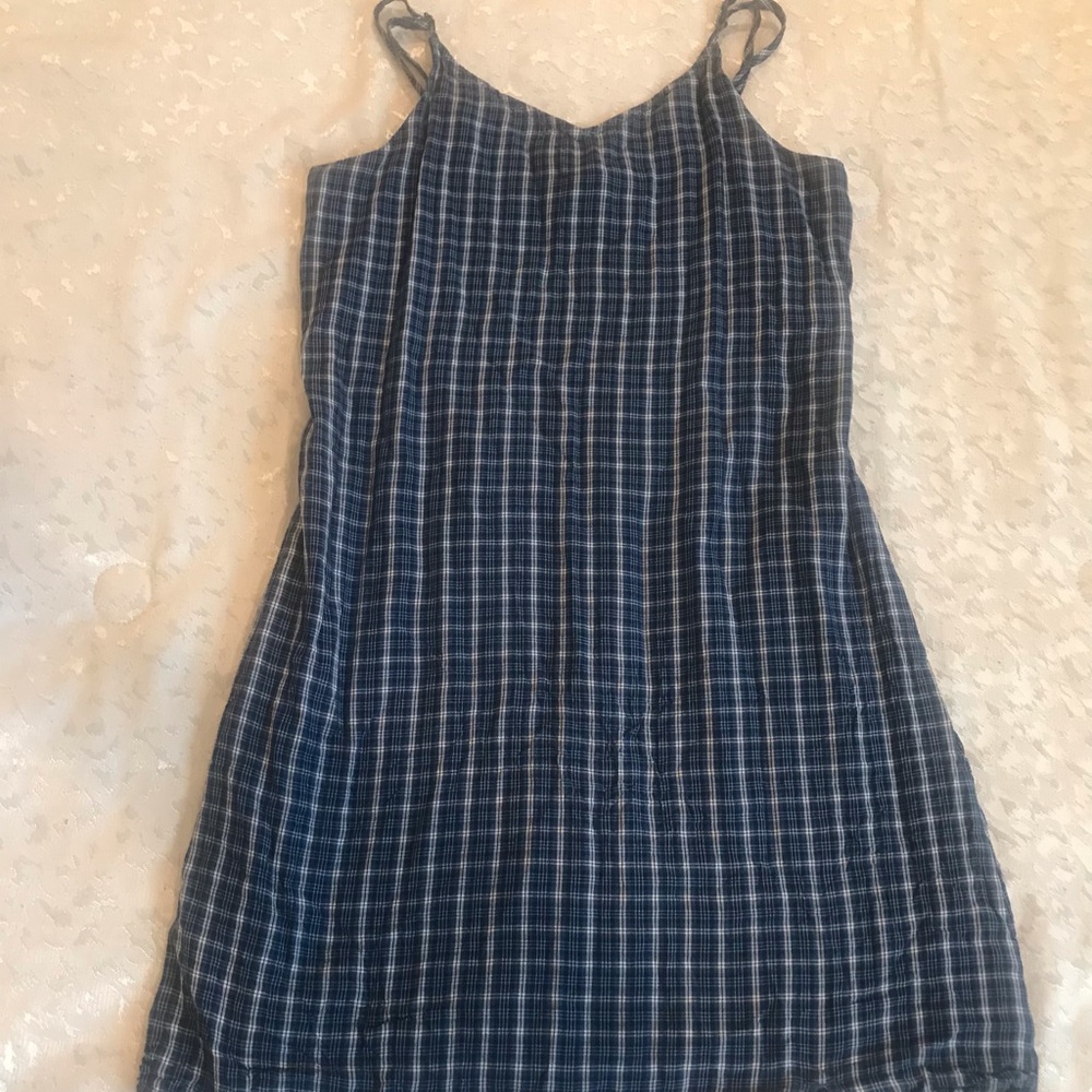 Abercrombie Kids Blue Plaid Spaghetti Strap Dress Size 15/16
